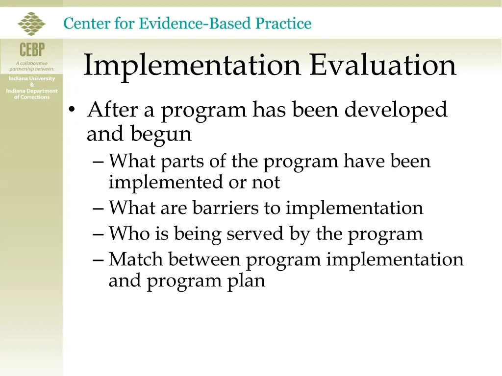 implementation evaluation