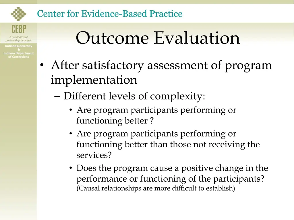 outcome evaluation