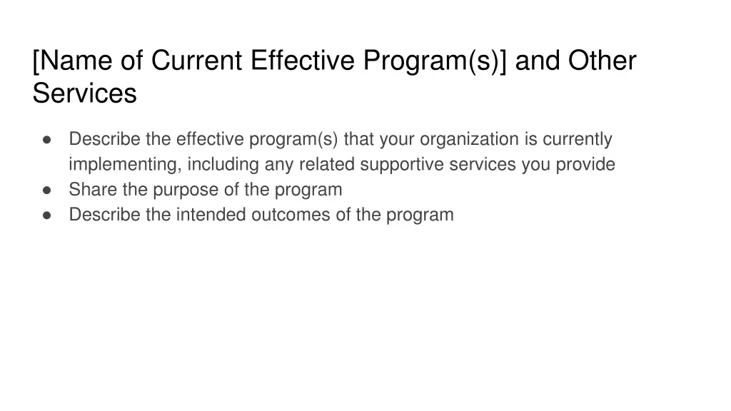 name of current effective program s and other