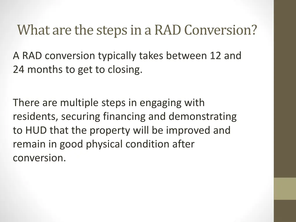 what are the steps in a rad conversion