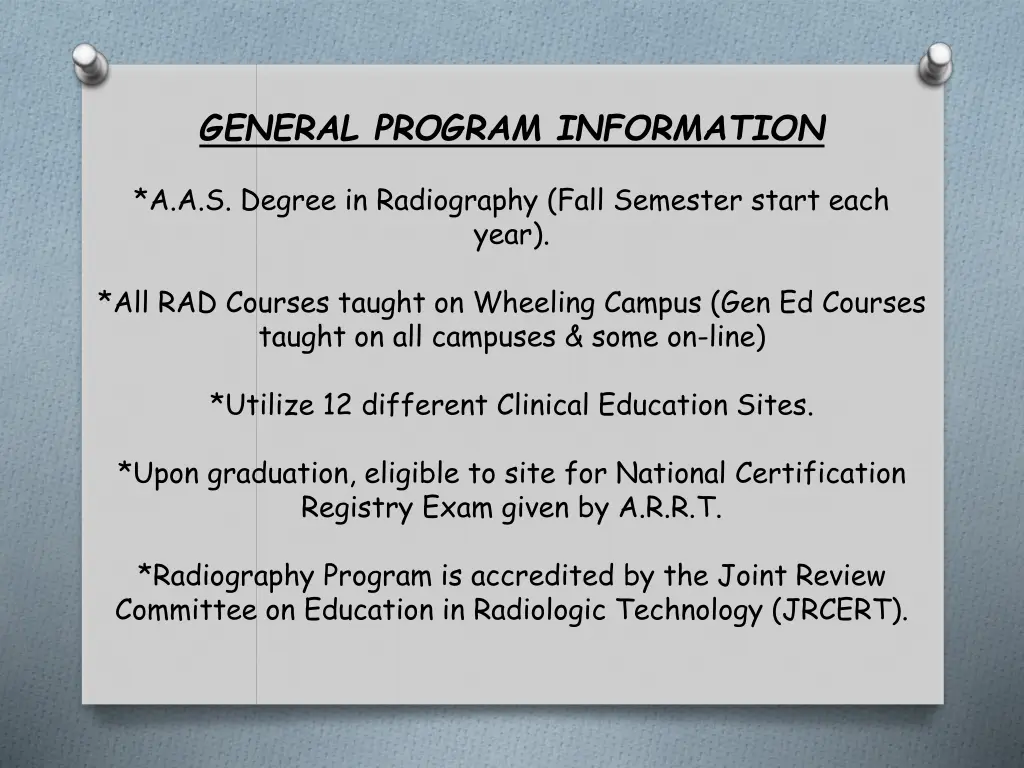 general program information