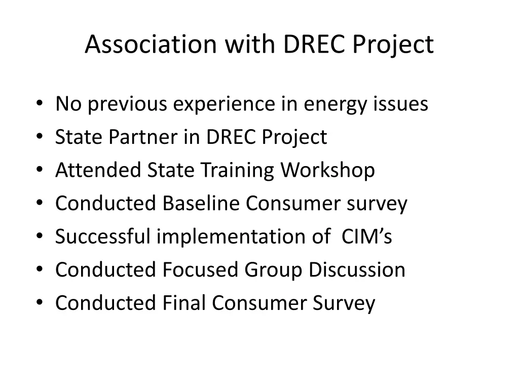 association with drec project