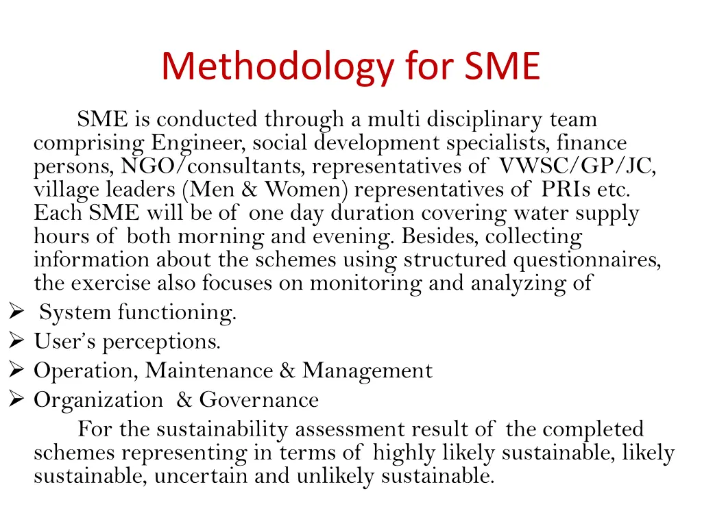 methodology for sme