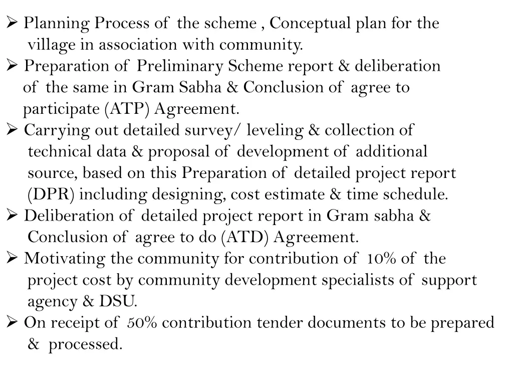 planning process of the scheme conceptual plan