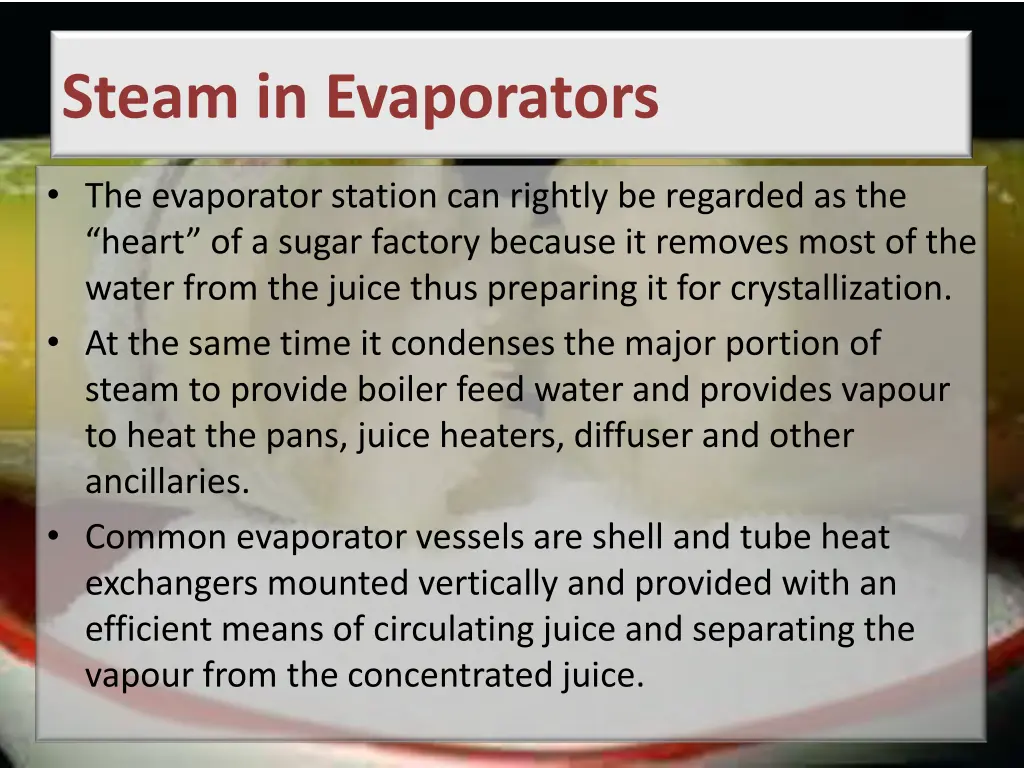 steam in evaporators