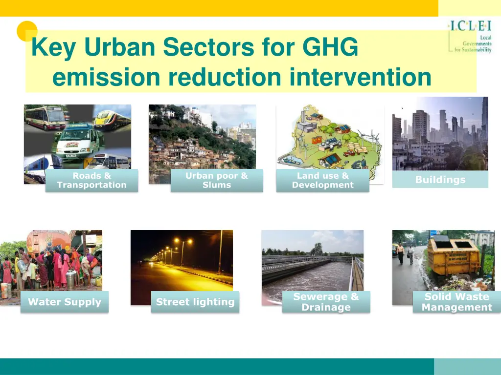 key urban sectors for ghg emission reduction