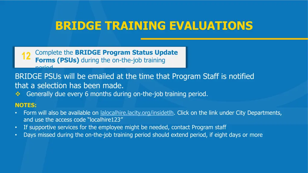 bridge training evaluations