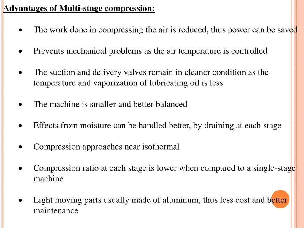 advantages of multi stage compression