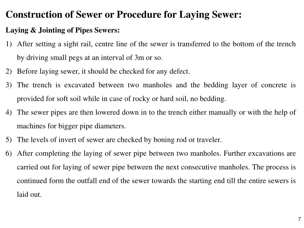 construction of sewer or procedure for laying 3