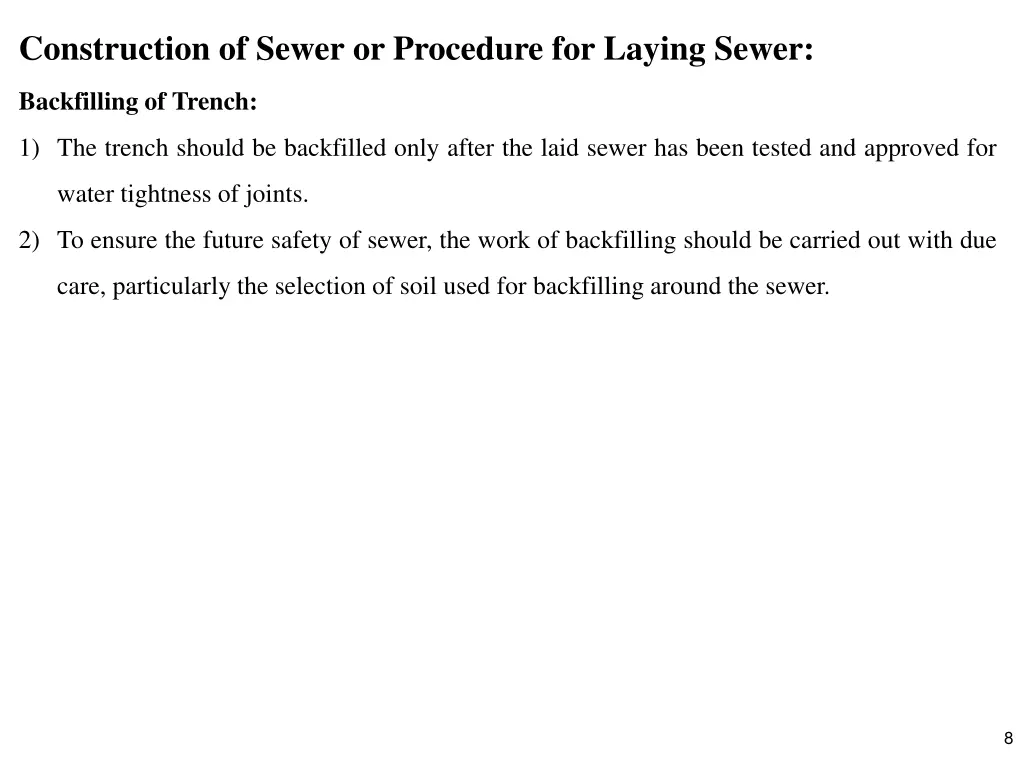 construction of sewer or procedure for laying 4