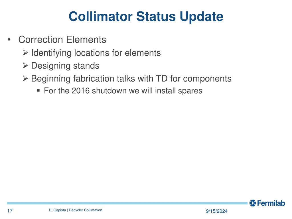 collimator status update 2