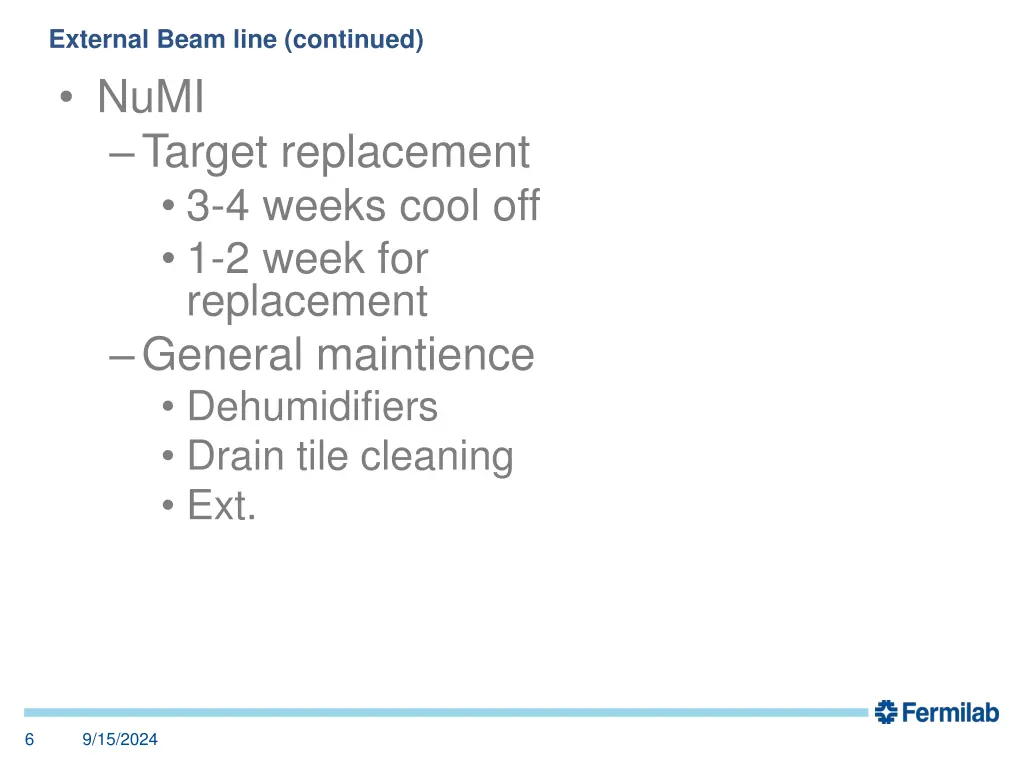 external beam line continued numi target