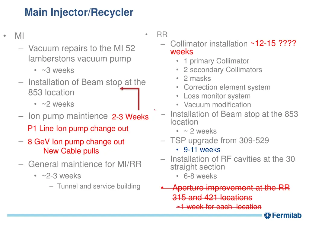 main injector recycler