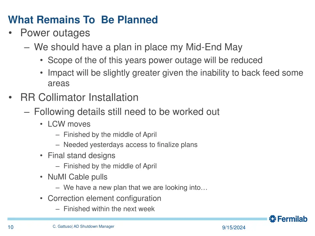 what remains to be planned power outages