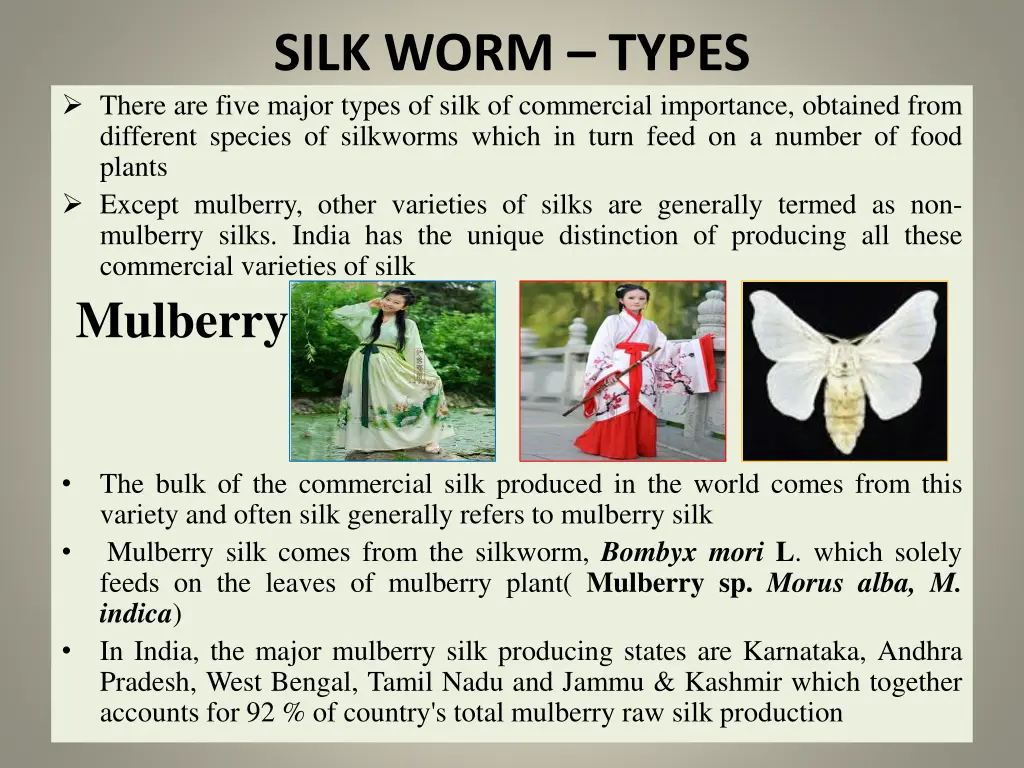 silk worm types there are five major types