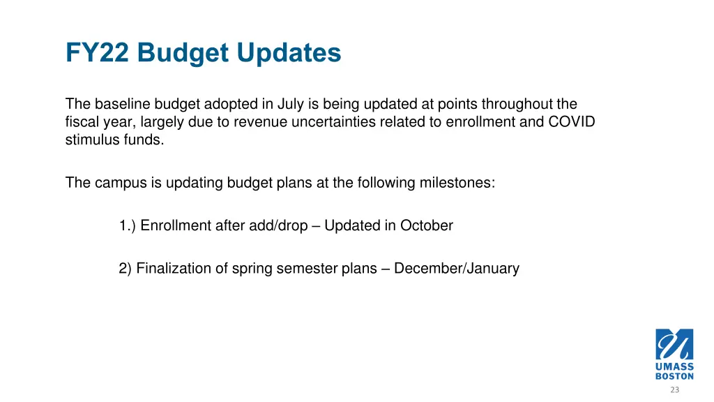 fy22 budget updates