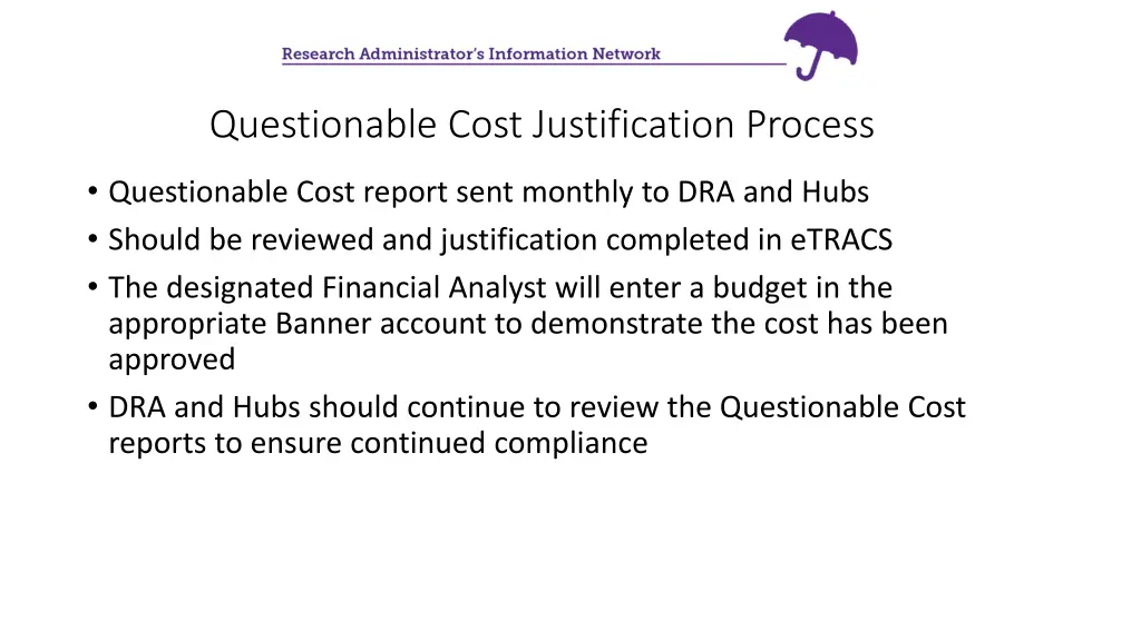 questionable cost justification process