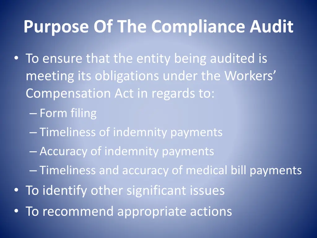 purpose of the compliance audit