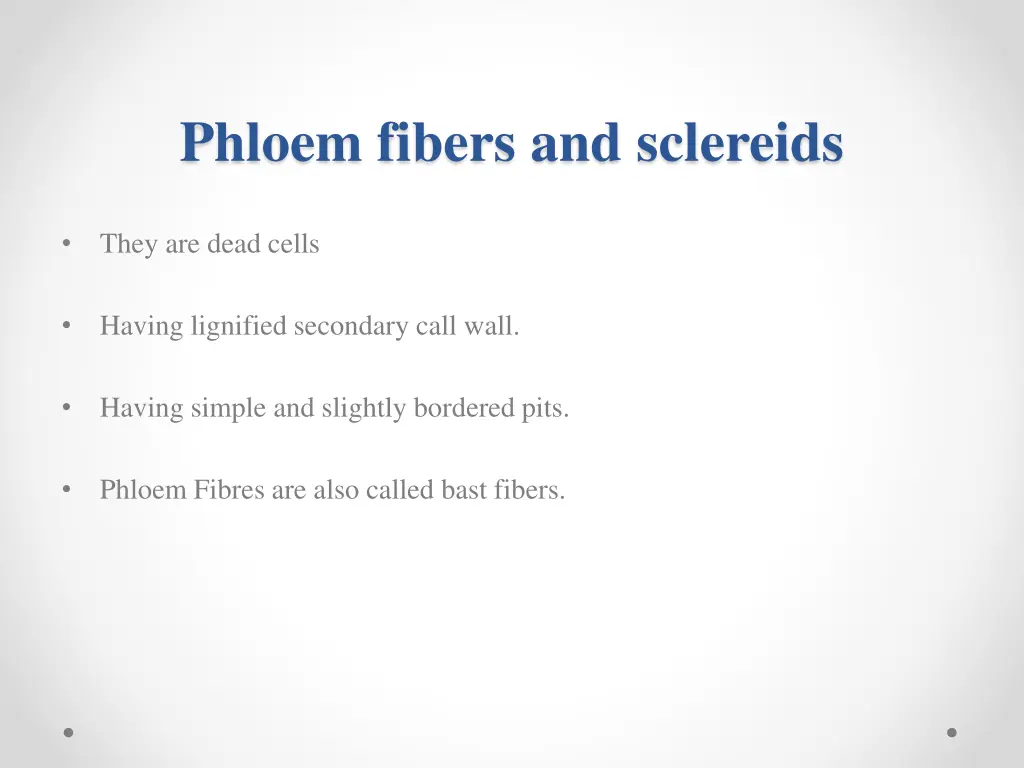 phloem fibers and sclereids