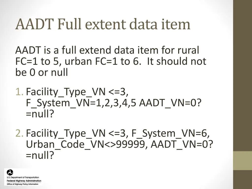 aadt full extent data item