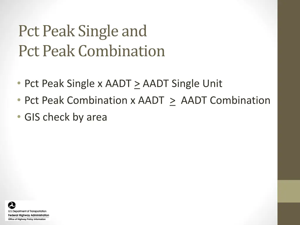 pct peak single and pct peak combination