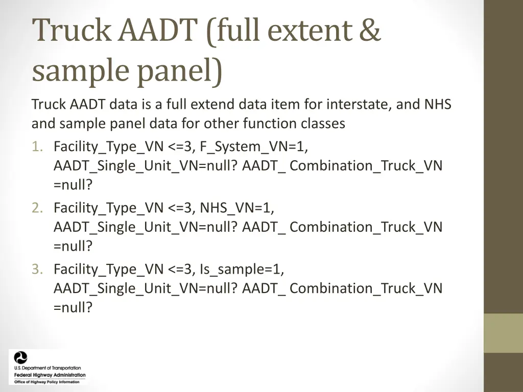 truck aadt full extent sample panel