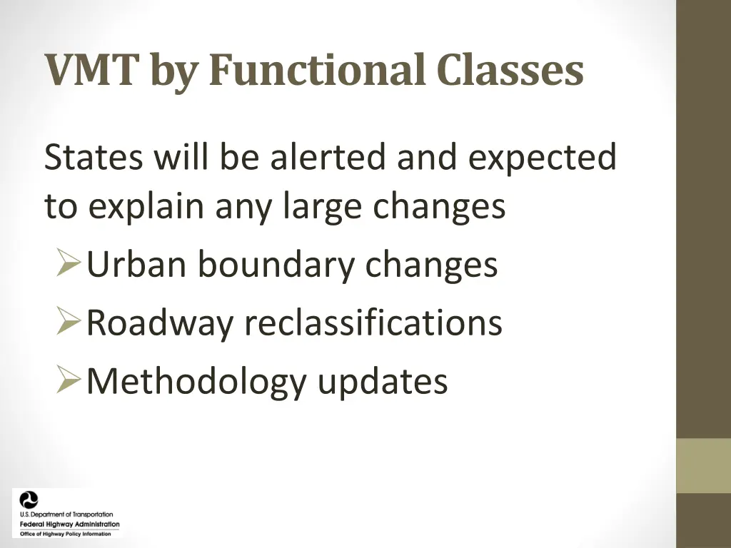 vmt by functional classes