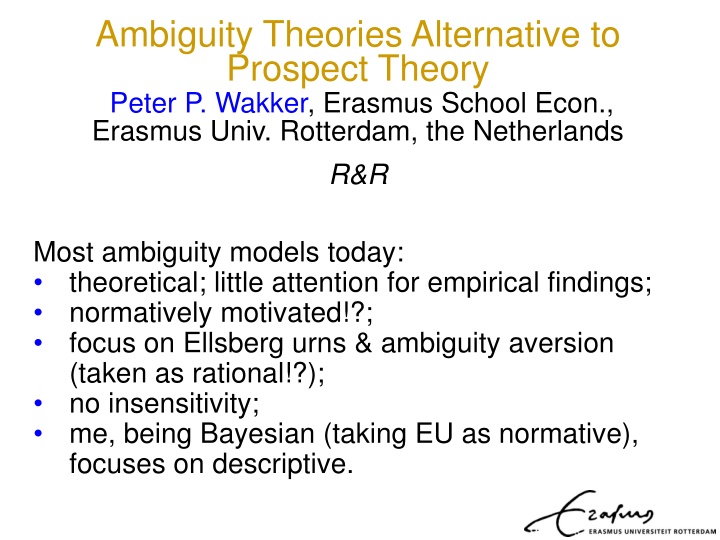 ambiguity theories alternative to prospect theory