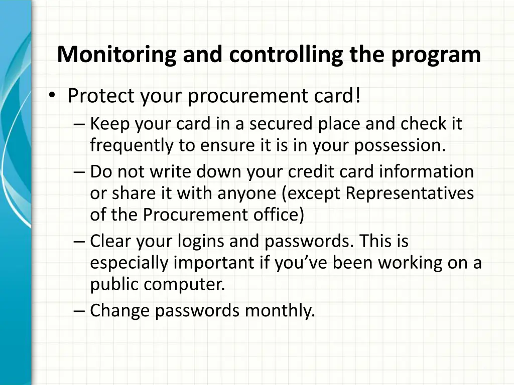 monitoring and controlling the program 2