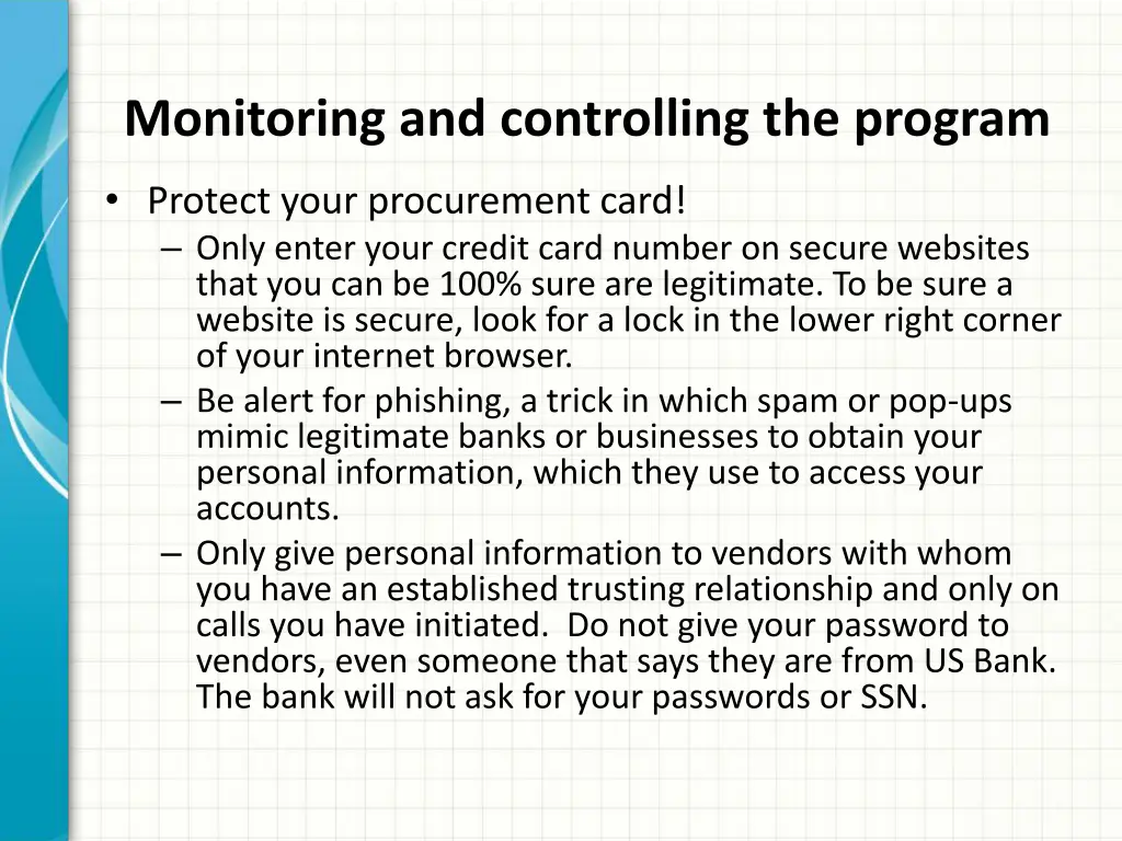 monitoring and controlling the program 3