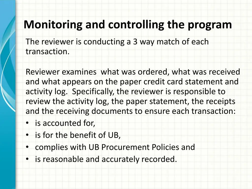 monitoring and controlling the program 7