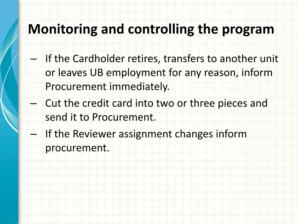 monitoring and controlling the program 9