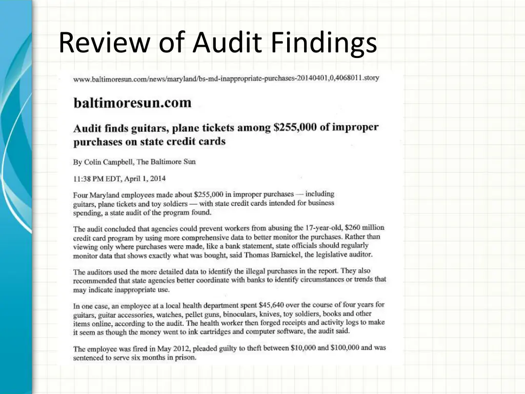 review of audit findings 1