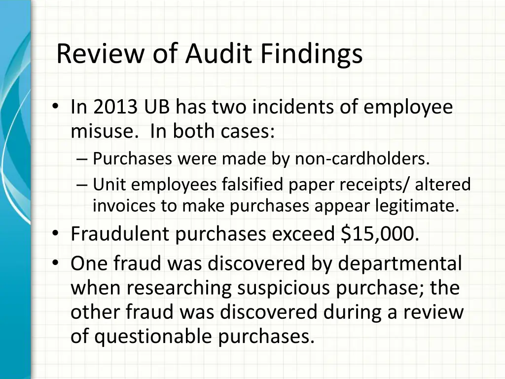 review of audit findings 2