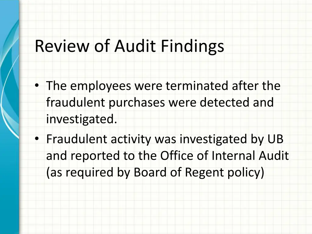 review of audit findings 3