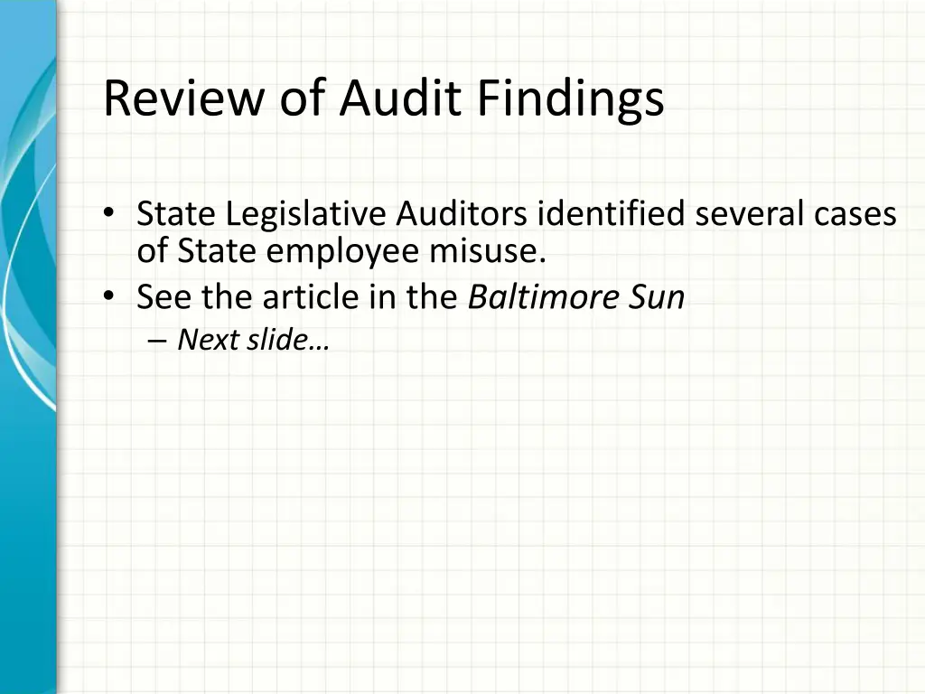 review of audit findings