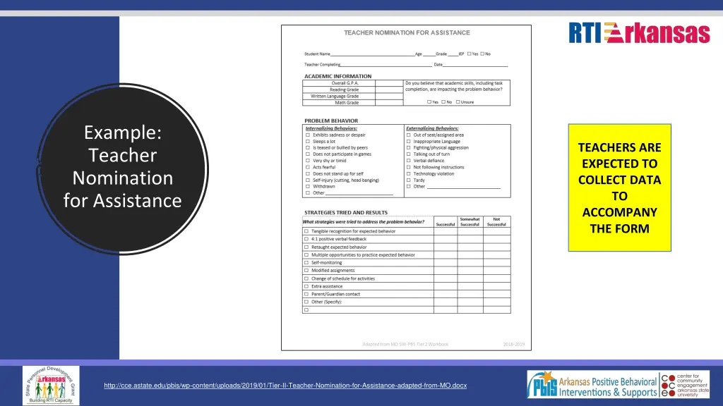 example teacher nomination for assistance