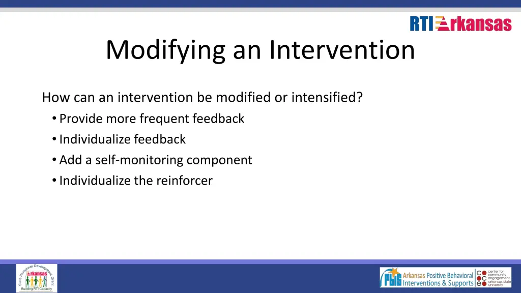 modifying an intervention