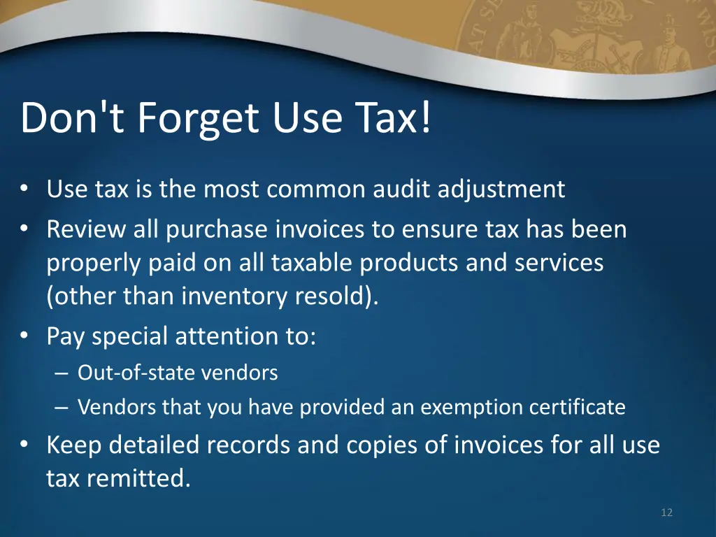 don t forget use tax