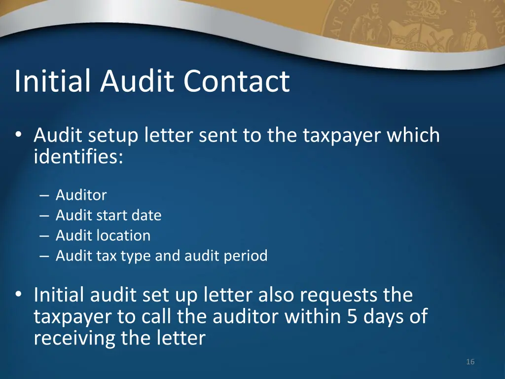 initial audit contact