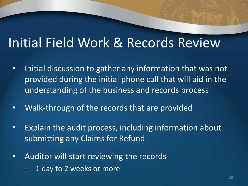 initial field work records review