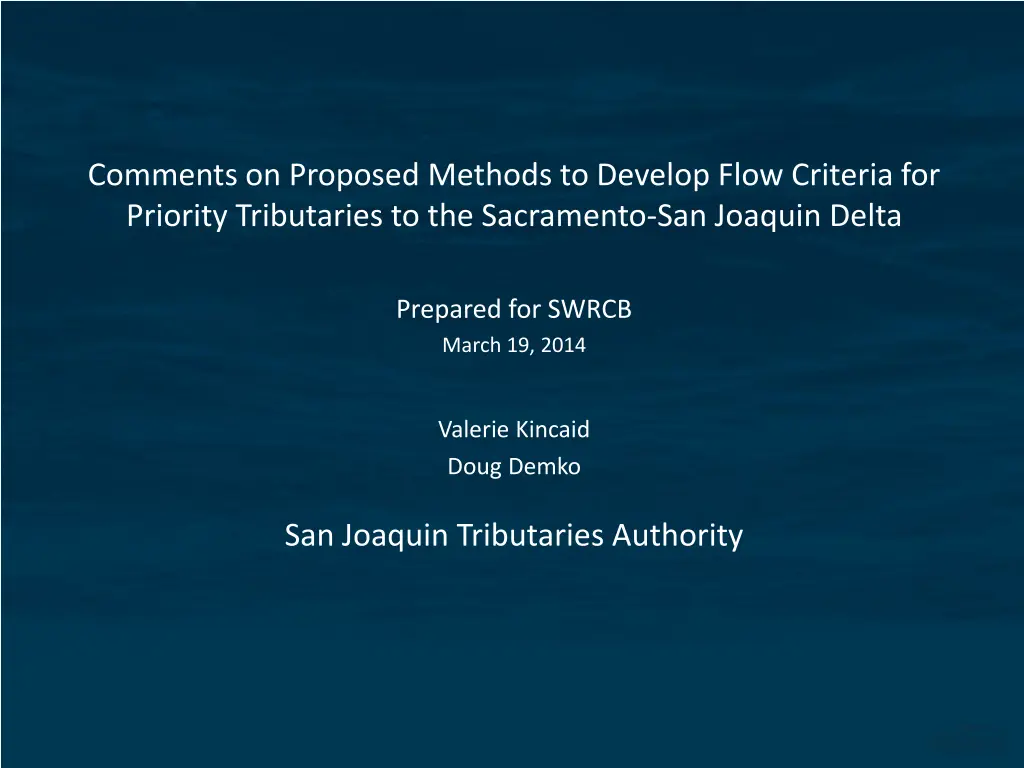 comments on proposed methods to develop flow 1