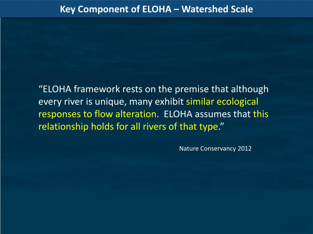 key component of eloha watershed scale