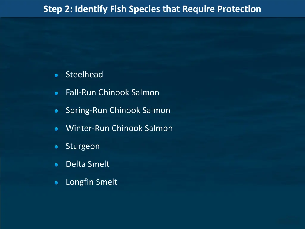 step 2 identify fish species that require