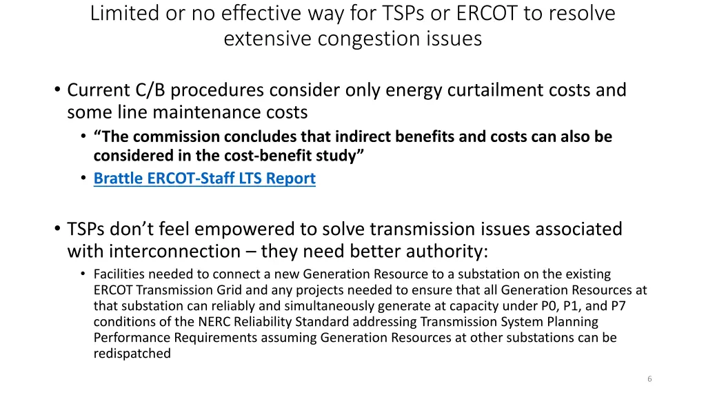 limited or no effective way for tsps or ercot