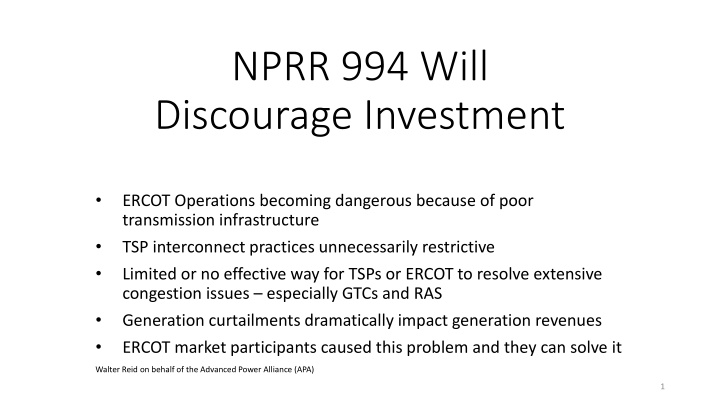 nprr 994 will discourage investment