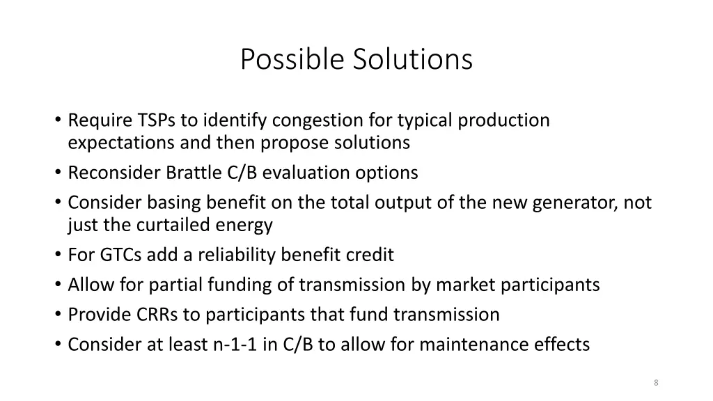 possible solutions