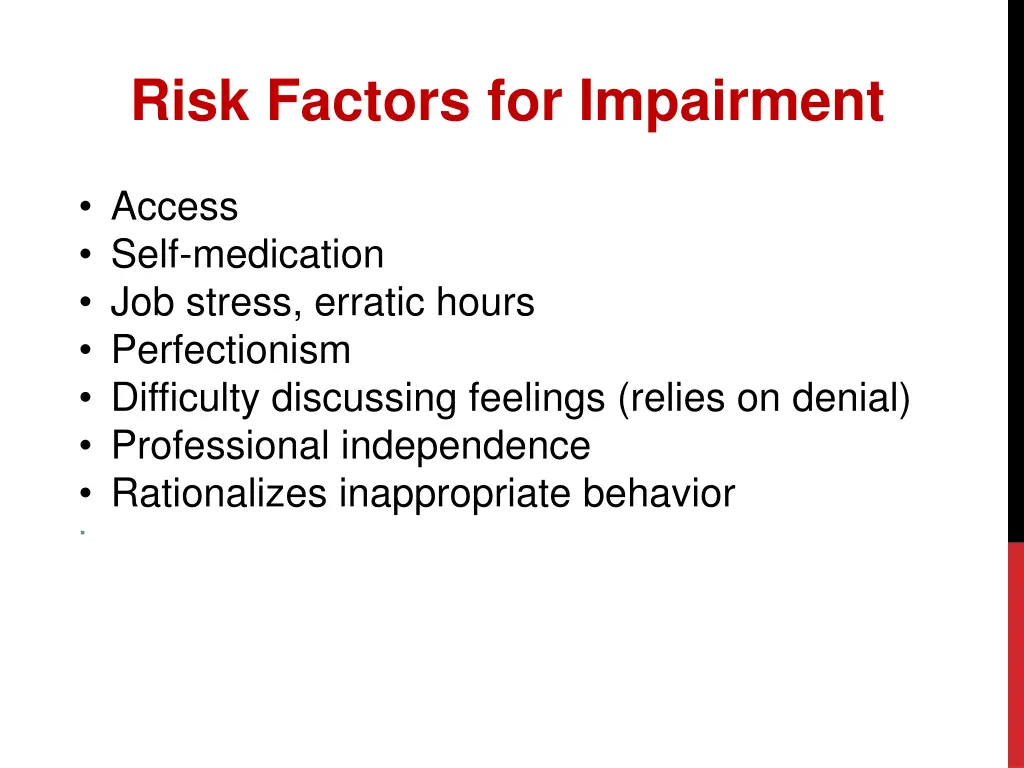 risk factors for impairment 1