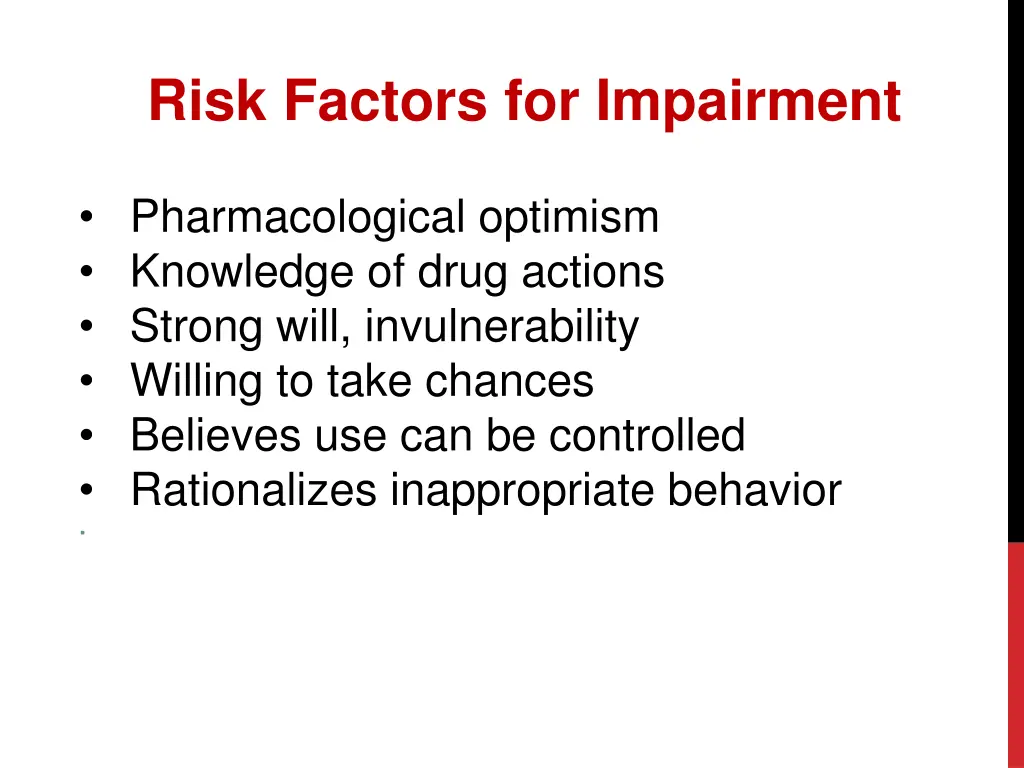 risk factors for impairment