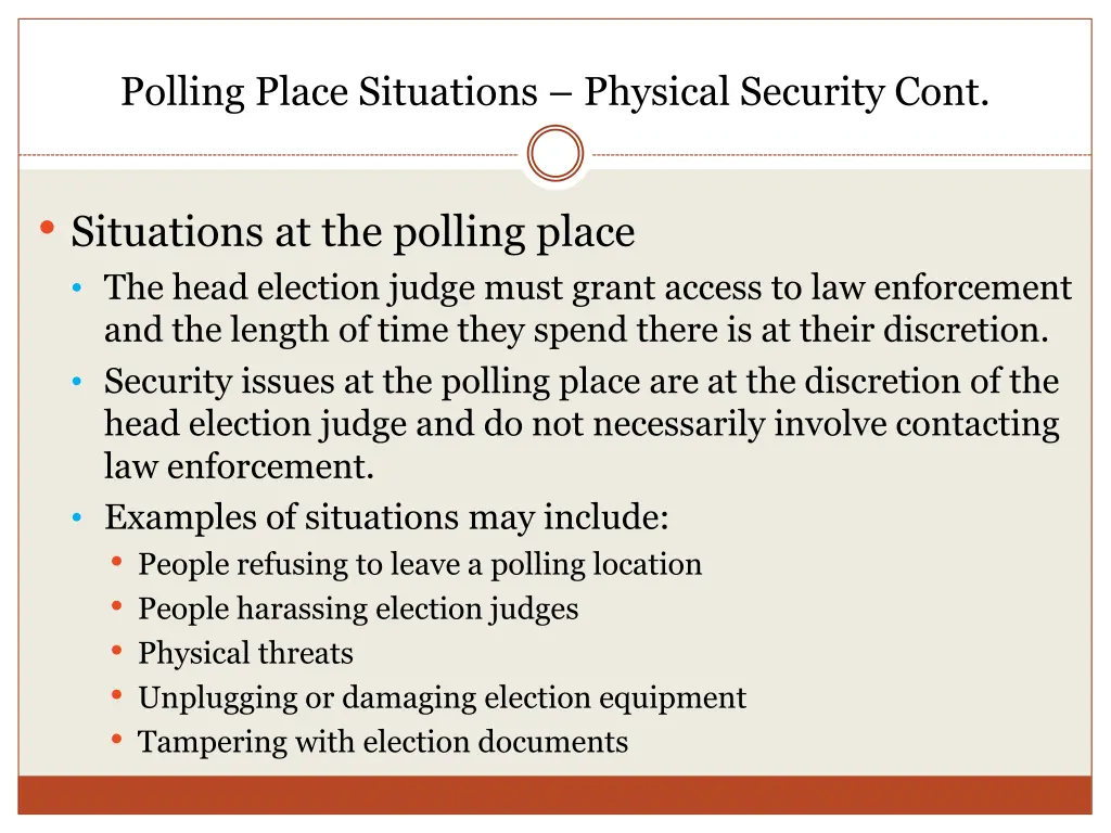 polling place situations physical security cont